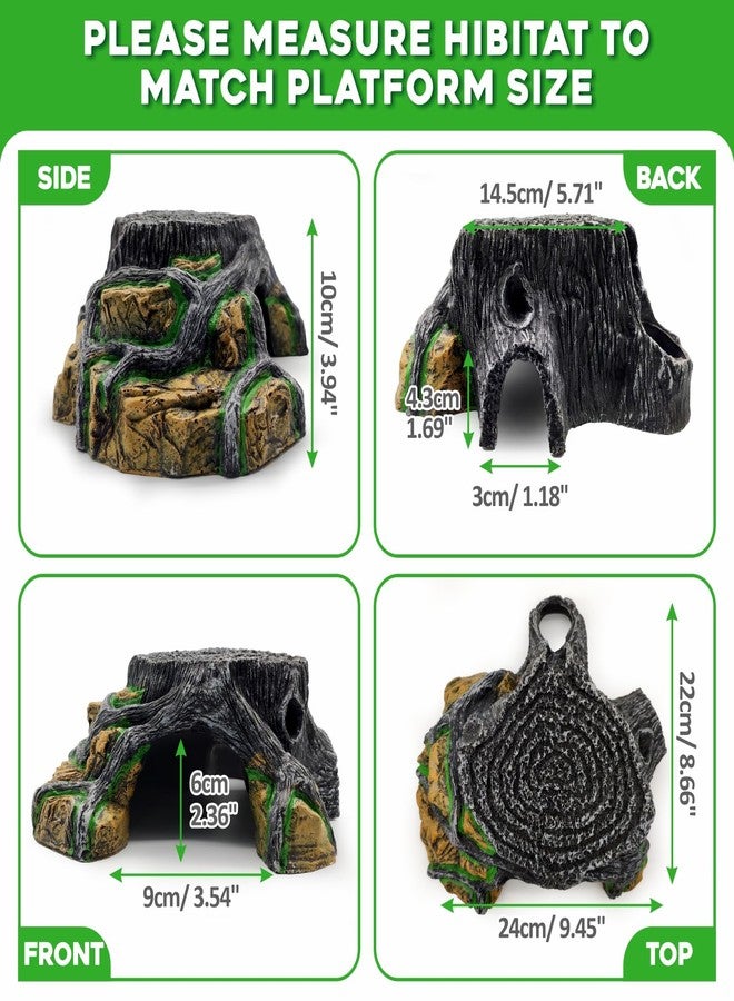 GOZILLA Reptile Cave for Terrarium,Reptile Humid Hide Basking Platform,Resin Root Decor for Frog,Bearded Dragon and Leopard Gecko.(Black-L) - Image 2